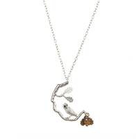 Handmade Wise Owl In A Tree Necklace In Sterling Silver And Gold Vermeil