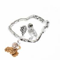 Woodland Owl Ring In Sterling Silver And Gold Vermeil