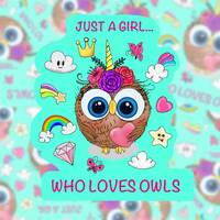 Girl Who Loves Owls 2x2inch Waterproof Sticker