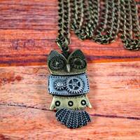 Owl Jewelry, Owl Necklace, Gear Owl Necklace, Steampunk Necklace, Steampunk Jewelry, Gear Owl, Gear 