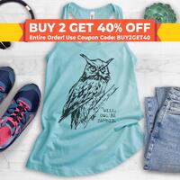 Well Owl Be Damned Tank Top, Racerback Tank Top,  Funny Owl Animal Pun Tank, Owl Graphic Tank