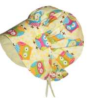Owl baby girl bonnet, Size 0-3 months, Infant cotton sun bonnet for spring, summer and fall, Sun hat