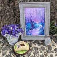 Enchanted forest, Owl and Willow Tree- print, 5x7, 8x10, 11x14, Healing art