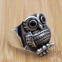 Handmade Sterling Silver Owl Ring: Turkish Animal Wrap Ring