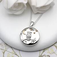 Sterling Silver and 18ct Gold Vermeil Owl and Moon Locket