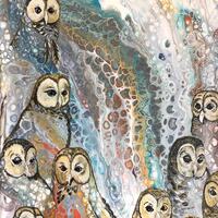 Owls Emerging-Original Acrylic Painting as Print
