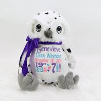 Personalized Stuffed Animal, Personalized Owl, Birth Announcement, Embroidered Stuffed Animal, Perso