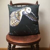 Barn Owl | Cushion Cover | Fine Art Print | Vegan Suede