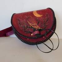 Owl bag, purse, leather purse, Renfaire, Larp, Boho, Renaissance fair bag, fantasy, moon, horned owl