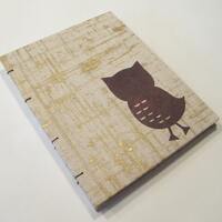 Owl Handmade Notebook Journal: Brown and Gold Hardbound Coptic Small Book