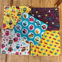 Owl-themed Fat Quarter Bundle, Happy Owls Fabric Collection, Quilting Material, Craft Supplies, Sewi