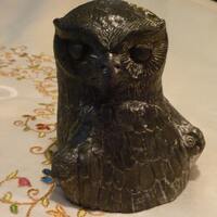 Vintage Owl Family Sculpture - Mother Owl and Two Owlets ~ A Wolf Original Hand Made Sculpture - Han