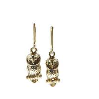 Owl Earring 14k Yellow Gold.