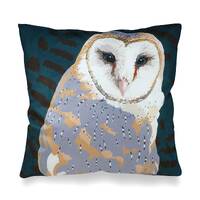 Barn Owl Cushion Cover | Leslie Gerry - Animal Artwork - 42cm x 42cm – Made in the UK - No Fil