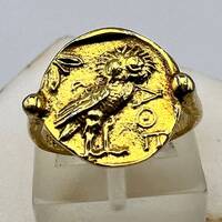 Owl of Athena Nike Ancient Greek coin copy sterling silver gold plated