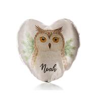 Personalised owl heart shaped glitter Cushion, Customised with Initial or Name cow, elephant and owl