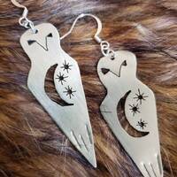 Owl, moon and stars earrings