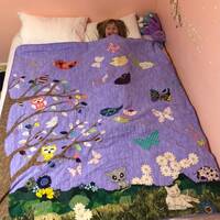 Personalized Memory Quilt: Cats, Owls, Butterflies (62&rdquo; x 72&rdquo;)
