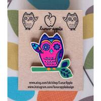 Owl Wooden Pin Brooch -  Gift for Owl Lover, Eco Friendly Gift, Teacher's Gift, Letterbox Gift, 