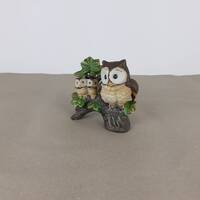 Vintage Ceramic Owl Figurine: Three Owls on Twig Ornament