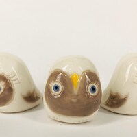 Lucky Owl / Talisman / Baby Owl Miniature / Owl Ceramic Figurine / Owlets Ceramic Toy  / Home Table/