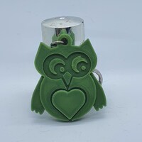 green 3d printed owl keyring