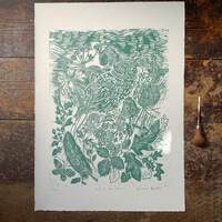 Linocut Print | Owl | Handmade | Original | Hand Printed | Wall Art | Original | Print | Gift | Home