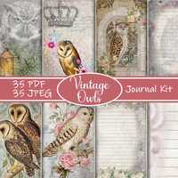 Vintage Owl Junk Journal Kit: Printable Woodland Ephemera (PDF & JPEG Files)