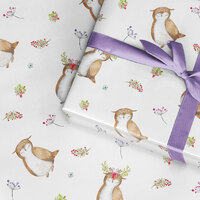 Owl Wrapping Paper Roll: Floral Woodland Gift Wrap