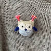 Crochet Owl Brooch
