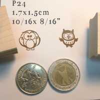 2 miniature owl rubber stamps P24