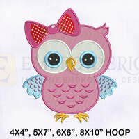 Pink Baby Owl Machine Embroidery Design, Owl Embroidery Designs, Baby Owl Embroidery Design, 4 Sizes