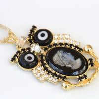 Owl Cameo Necklace: Handmade Evil Eye Pendant, Unique Jewelry Gift