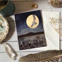 Owl greeting card, stone circle, pagan card