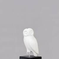 Owl of Athena greek marble sculpture   on marble base handmade carved greek godess symbol of wisdom