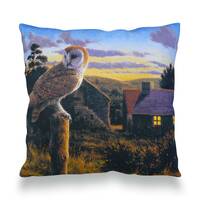 Barn Owl at Dusk Cushion Cover | Julian Friers - Wildlife Artwork - Fine Art - 42cm x 42cm – M