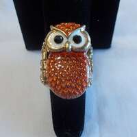 Big~Vintage~Owl~Poison Ring~90's~Jewelry~Size~7~Snuff~Locket~Pill Box Ring~Womans~Teen~Harley Ri