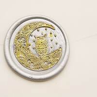 Owl on the Moon Zentangle Mandala wax seal stamp -Wedding Invitation Party -Christmas Gift Pack Card