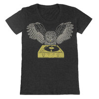 DJ Owl - Womens T-shirt Girls Tee Shirt Turntable Music Bird Retro Awesome Cool Feathers Woodland Re