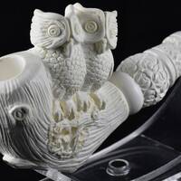Owl Figures Meerschaum Pipe, 100% Solid Block Meerschaum Pipe, Turkish Meerschaum