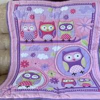 Handmade Pink Owl Quilt: Baby Girl Nursery Decor