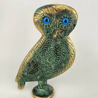 Owl of Athena, Bronze Statue of Owl, Greek Symbol of Wisdom , Metal Art Sculpture, Athena, Animals