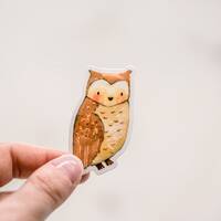 Little Owl Sticker, Animal Sticker Decal, Waterproof Label, Nursery Sticker, Vinyl Label, Kids Craft