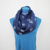 Owl Infinity Scarf -  Navy Blue