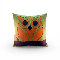 Wool Felt Owl Pillow: Quilted Applique, Modern Retro Decor