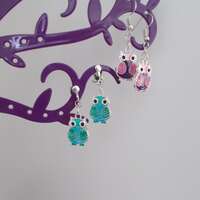 Boucles d'oreille HIBOUX &eacute;maill&eacute;s 3 couleurs au choix