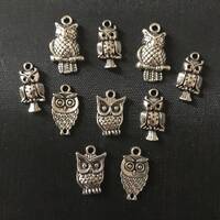 Collection of Owls Tibetan Alloy Charms x 10 (Random Mix)