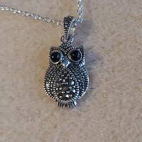 Sterling Silver & Marcasite owl Pendant
