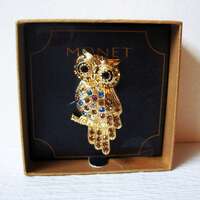 Gorgeous Vintage Brooch Pin MONET Rhinestone Owl Brooch  For Her  For Mom 122020 Gift For Her Wife