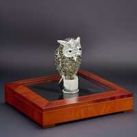 Elegant Silver Owl Figurine with Smoky Quartz – Stunning Bird Sculpture for Home Decor